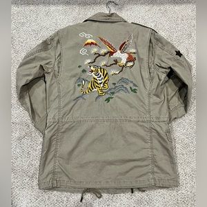 Vintage Polo Ralph Lauren Embroidered Tiger Bomber Military Field Jacket Size M